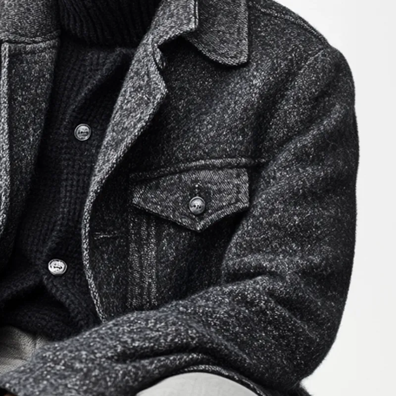 Men's Cotton Blend Lapel Multi-pocket Mid-length Coat MTA1540K8X sold by Manly product image thumbnail 3