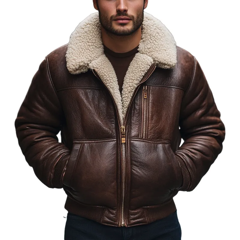Men's Warm Winter Fleece-Lined PU Leather Jacket MTA1562K3X sold by Manly