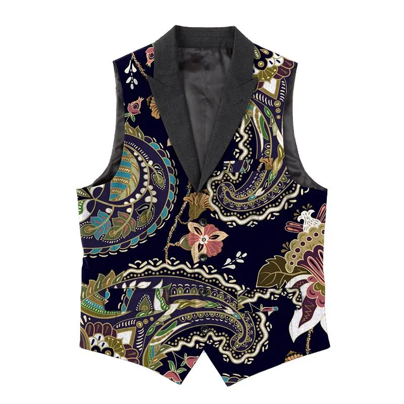 Men's Vintage Floral Print Lapel Vest 63139277X sold by Manly