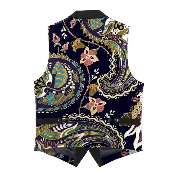 Men's Vintage Floral Print Lapel Vest 63139277X sold by Manly product image thumbnail 2