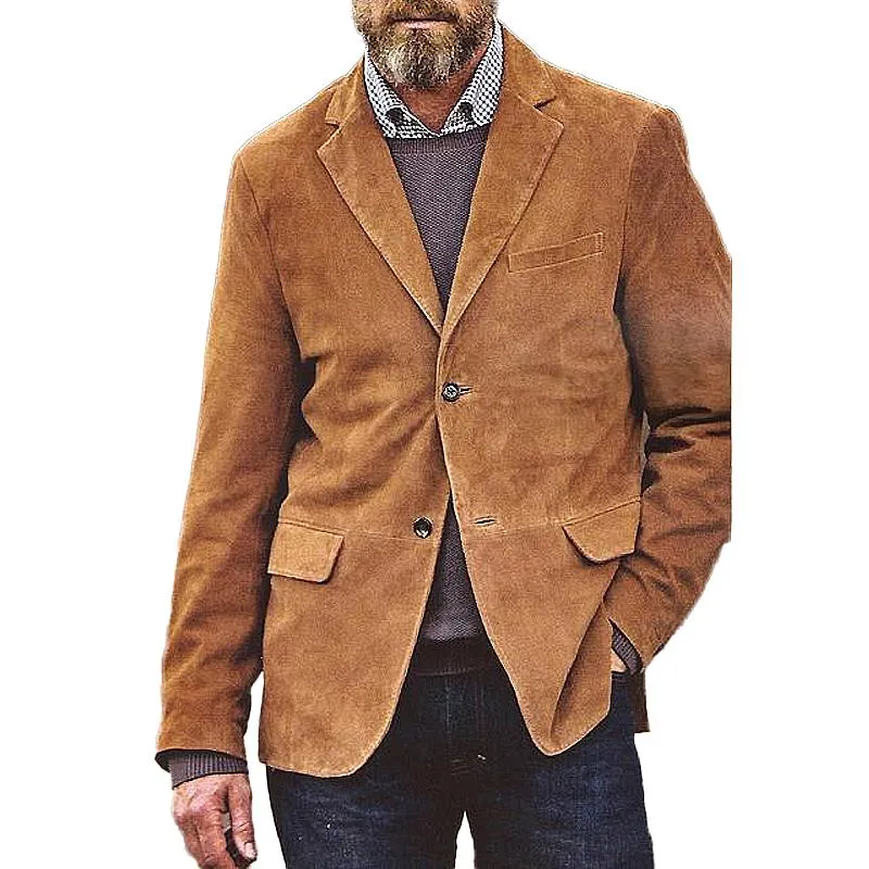 Men'S Vintage Solid Suede Lapel Blazer 82893217Y sold by Manly