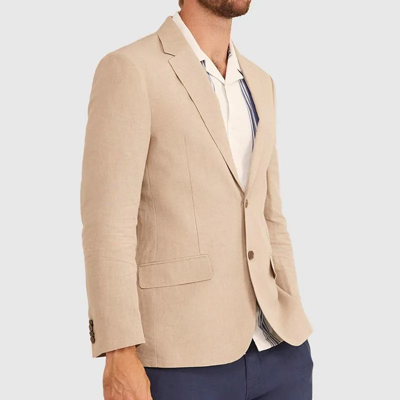 Men's Vintage Linen Lapel Single Breasted Solid Color Blazer 33296140M sold by Manly product image thumbnail 5