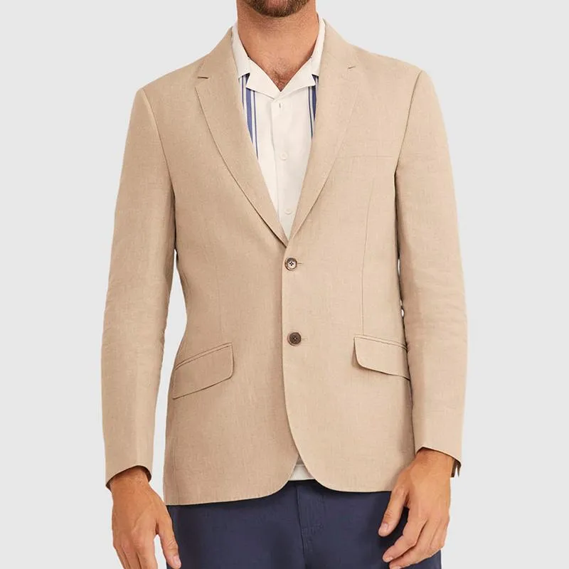 Men's Vintage Linen Lapel Single Breasted Solid Color Blazer 33296140M sold by Manly product image thumbnail 4