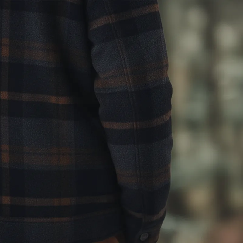 Men's Winter Retro Color-blocked Plaid Faux Wool Zip-up Jacket MTA1804K0P sold by Manly product image thumbnail 5