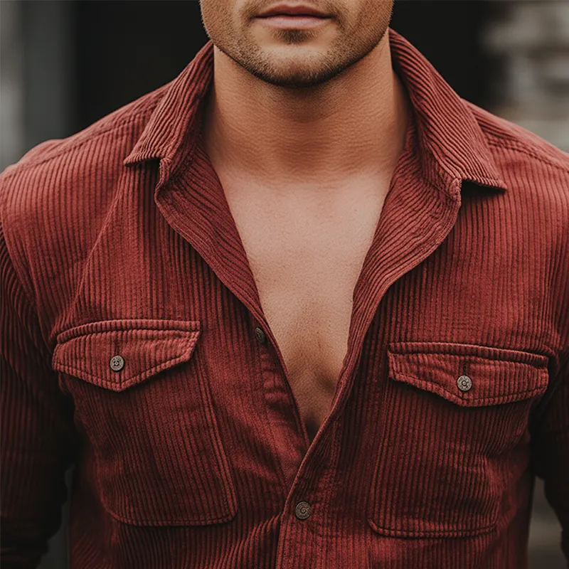 Men's Retro Corduroy Button-Up Shirt MTA1963K0P sold by Manly product image thumbnail 3