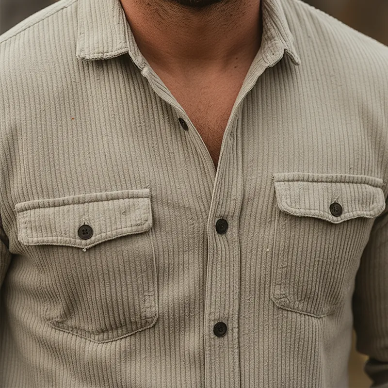 Men's Retro Corduroy Button-Up Shirt MTA1974K5P sold by Manly product image thumbnail 3