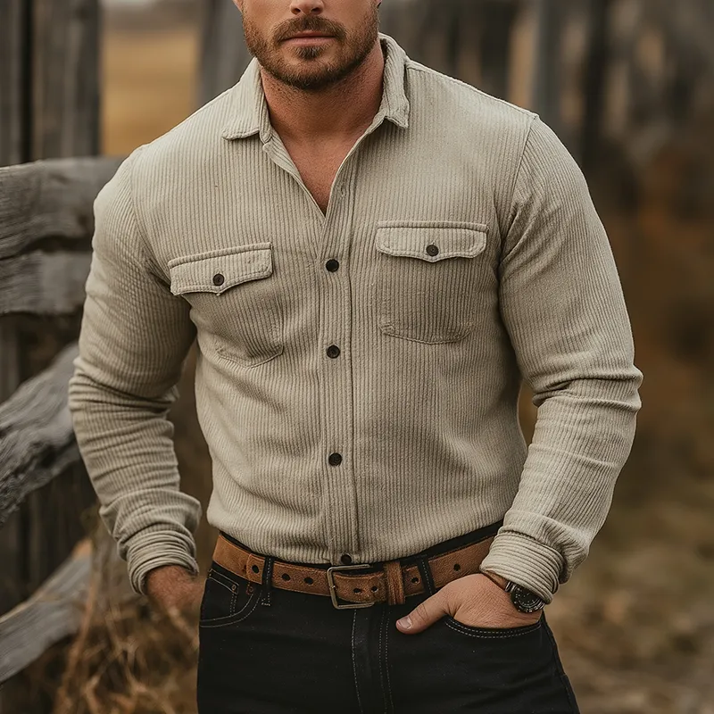 Men's Retro Corduroy Button-Up Shirt MTA1974K5P sold by Manly product image thumbnail 2