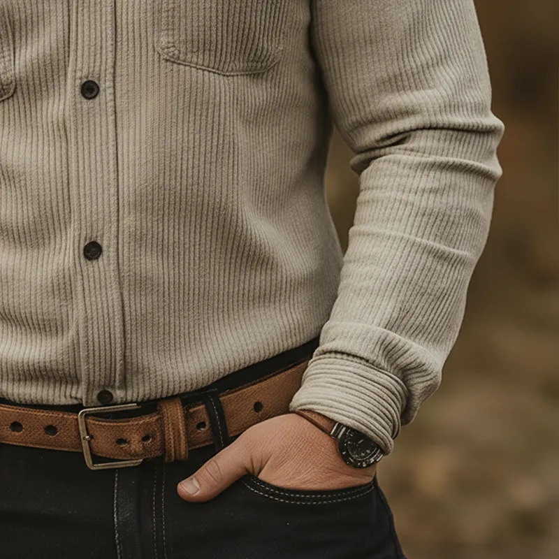 Men's Retro Corduroy Button-Up Shirt MTA1974K5P sold by Manly product image thumbnail 4