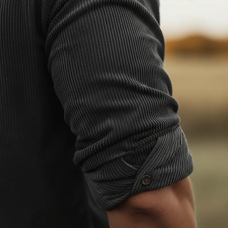 Men's Retro Glossy Corduroy Button-Up Shirt MTA1979K7P sold by Manly product image thumbnail 4