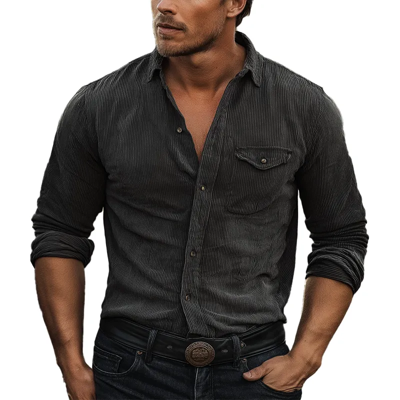 Men's Retro Glossy Corduroy Button-Up Shirt MTA1979K7P sold by Manly