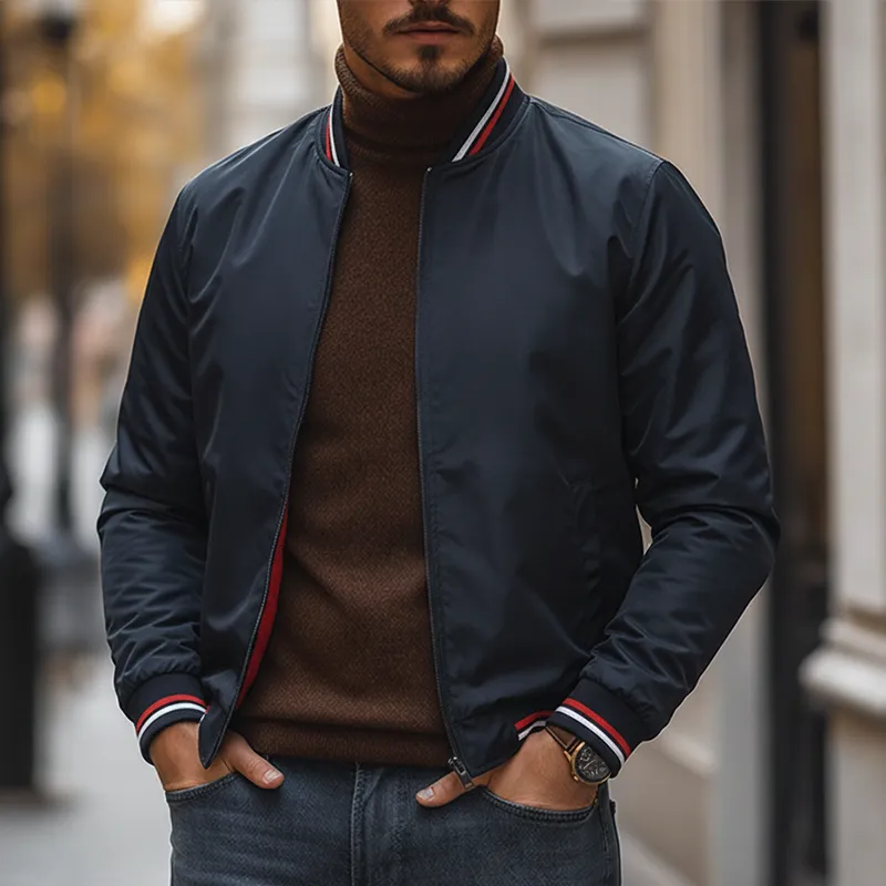 Men's Retro Cotton Blend Ribbed Zipper Jacket MTA1935K2P sold by Manly product image thumbnail 2