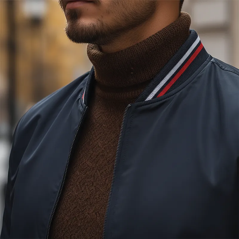 Men's Retro Cotton Blend Ribbed Zipper Jacket MTA1935K2P sold by Manly product image thumbnail 4