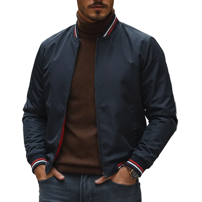 Men's Retro Cotton Blend Ribbed Zipper Jacket MTA1935K2P sold by Manly