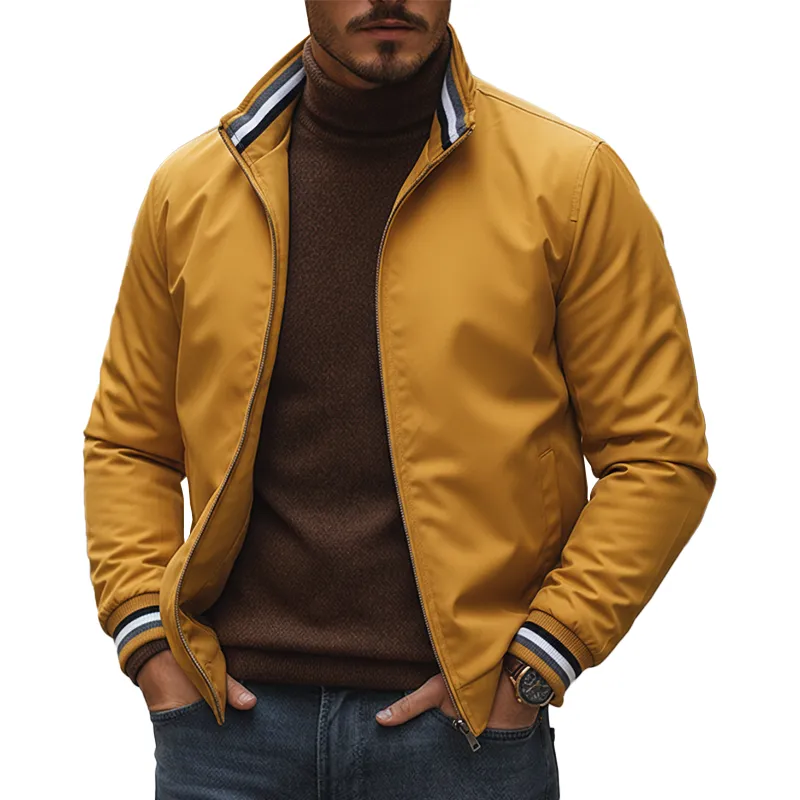 Men's Retro Cotton Blend Ribbed Zipper Jacket MTA1969K0P sold by Manly