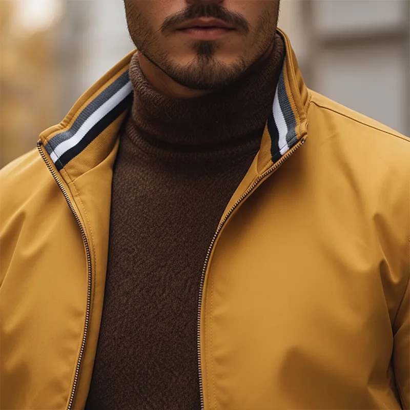 Men's Retro Cotton Blend Ribbed Zipper Jacket MTA1969K0P sold by Manly product image thumbnail 3