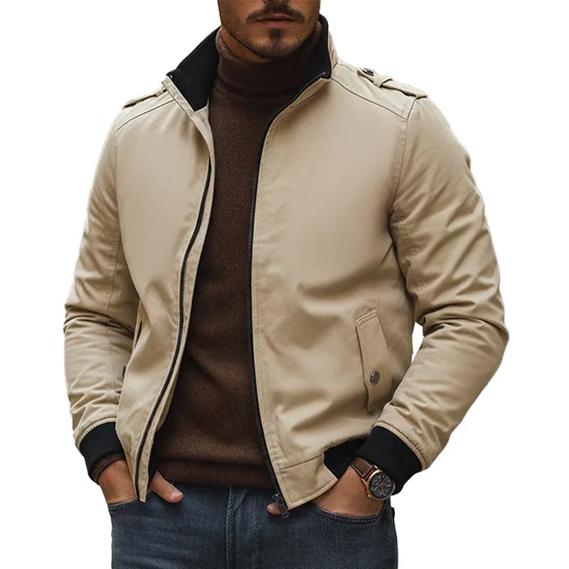 Men's Retro Cotton Blend Multi-Pocket Zipper Jacket MTA1971K5P sold by Manly