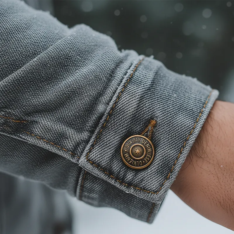 Men's Winter Retro Denim Fur Lined Button Jacket MTA1936K9P sold by Manly product image thumbnail 4