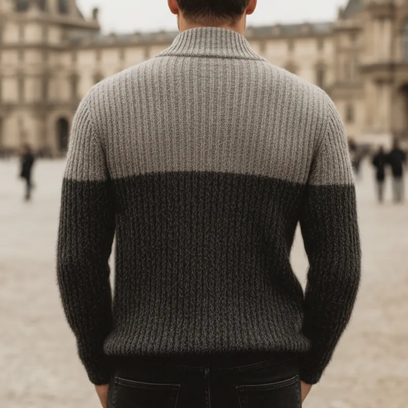 Men's Urban Fashion Gray Color Block Slim Fit Knit Sweater MTA1904K5U sold by Manly product image thumbnail 4