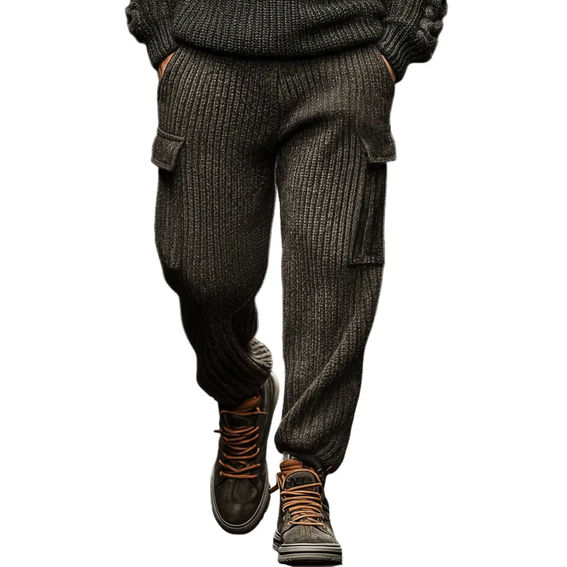 Men's Urban Casual Dark Gray Drawstring Knit Pants MTA1912K8U sold by Manly