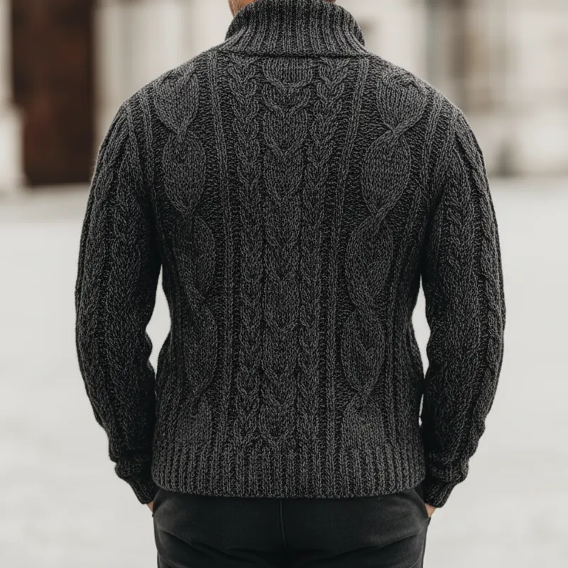 Men's Urban Dark Gray Textured Jacquard Buttoned Knit Cardigan MTA1996K6U sold by Manly product image thumbnail 4