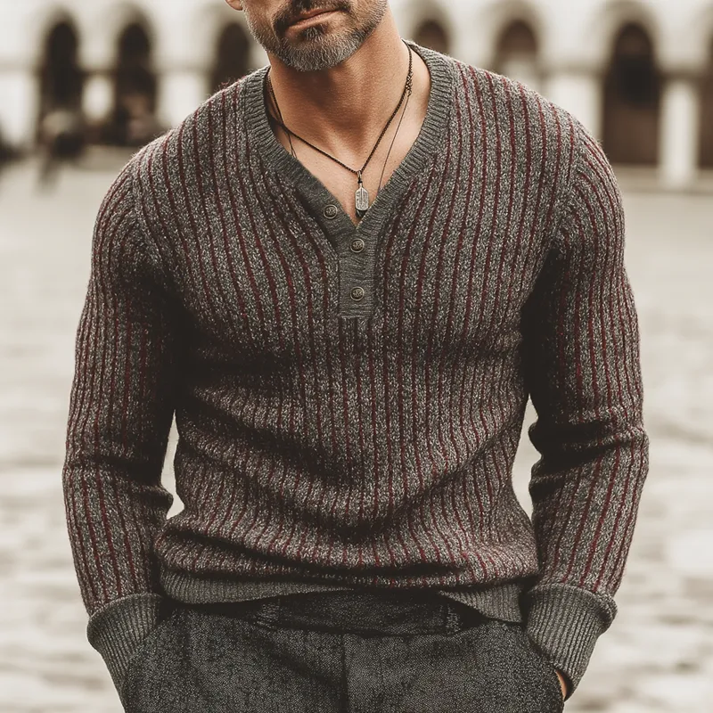 Men's Urban Business V-Neck Striped Knit Sweater MTA1933K7U sold by Manly product image thumbnail 2