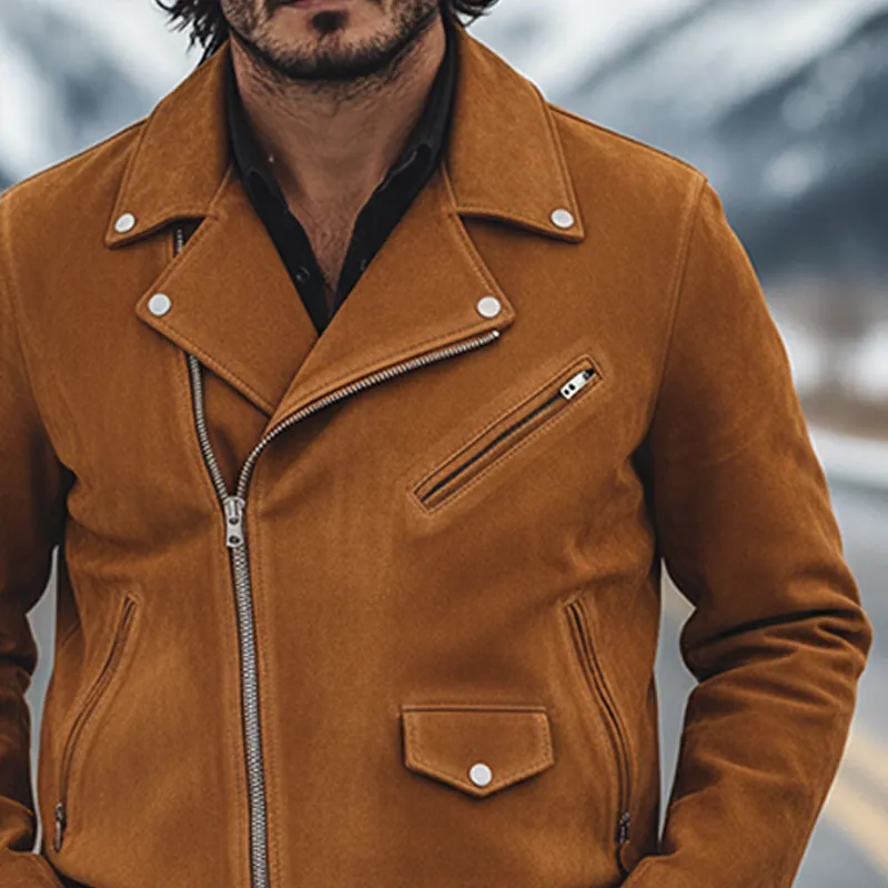 Men's Retro Western Cowboy Style Suede Motorcycle Zipper Jacket MTA1942K7X sold by Manly product image thumbnail 4