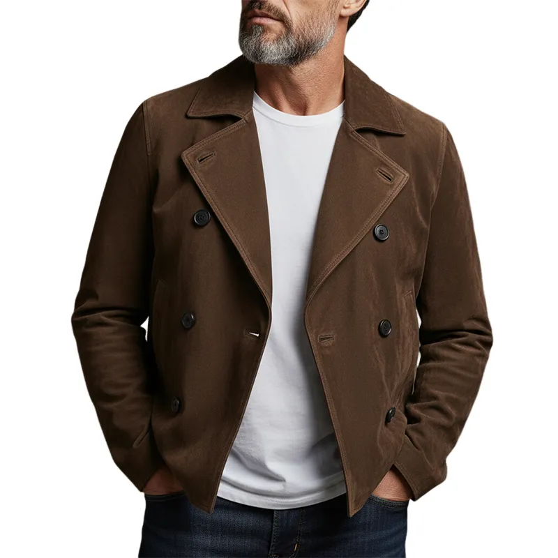 Men's Solid Color Casual Lapel Button Short Jacket MTA1929K9X sold by Manly