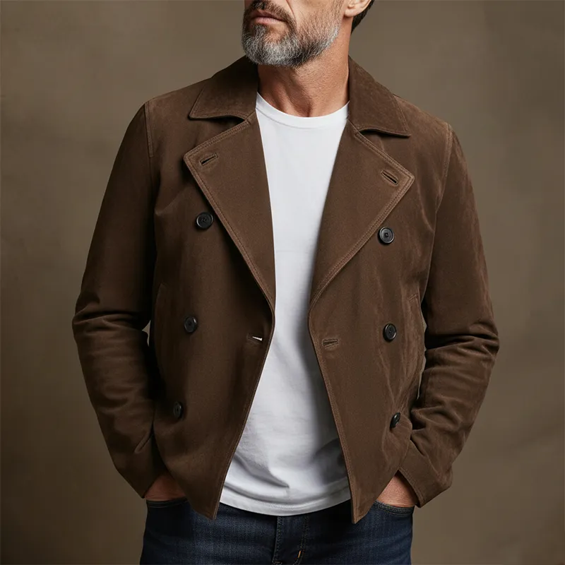 Men's Solid Color Casual Lapel Button Short Jacket MTA1929K9X sold by Manly product image thumbnail 2