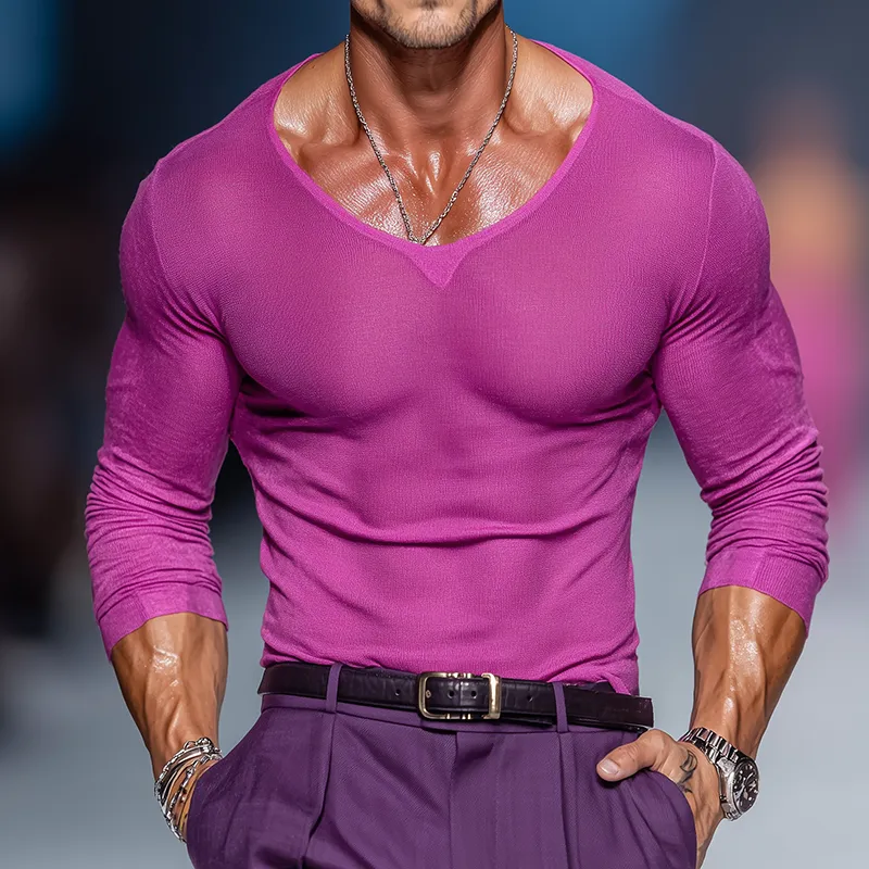 Men's Retro Casual Knitted Slim Fit Crew Neck Long Sleeve T-Shirt MTA1455K7TO sold by Manly product image thumbnail 2