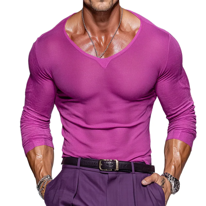 Men's Retro Casual Knitted Slim Fit Crew Neck Long Sleeve T-Shirt MTA1455K7TO sold by Manly