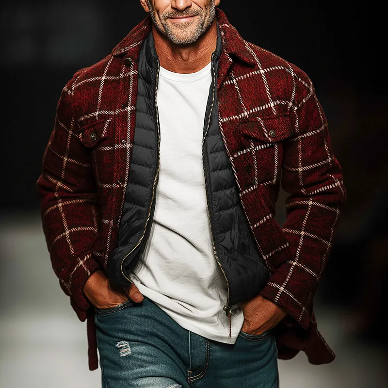 Men's Retro Casual Plaid Print Lapel Jacket MTA1402K3TO sold by Manly product image thumbnail 2