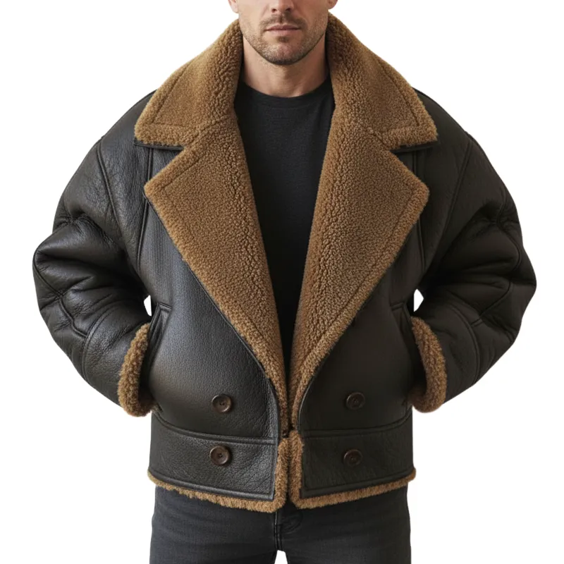 Men's Urban Warm PU Leather Faux Lambswool Lined Jacket MTA1848K5U sold by Manly