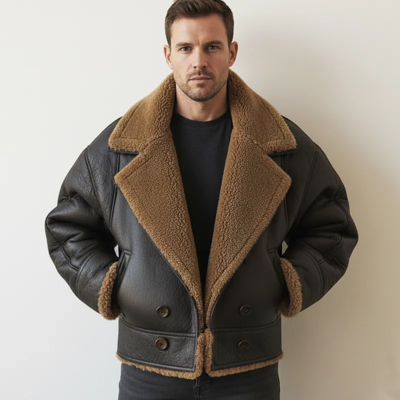 Men's Urban Warm PU Leather Faux Lambswool Lined Jacket MTA1848K5U sold by Manly product image thumbnail 2