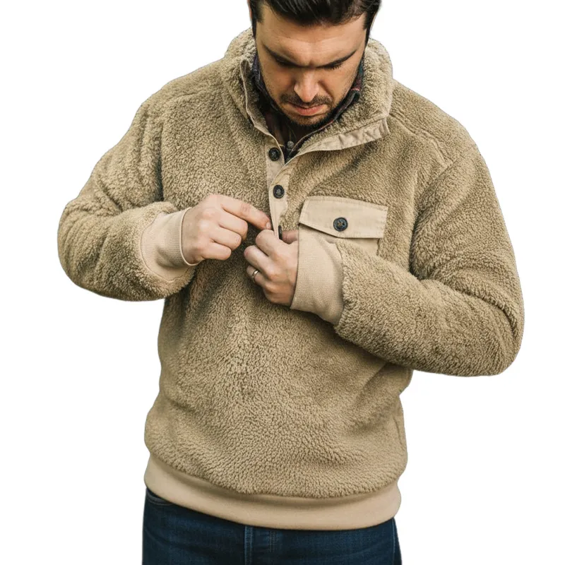 Men's Urban Warm Fleece Camel Stand Collar Sweatshirt MTA1768K6U sold by Manly