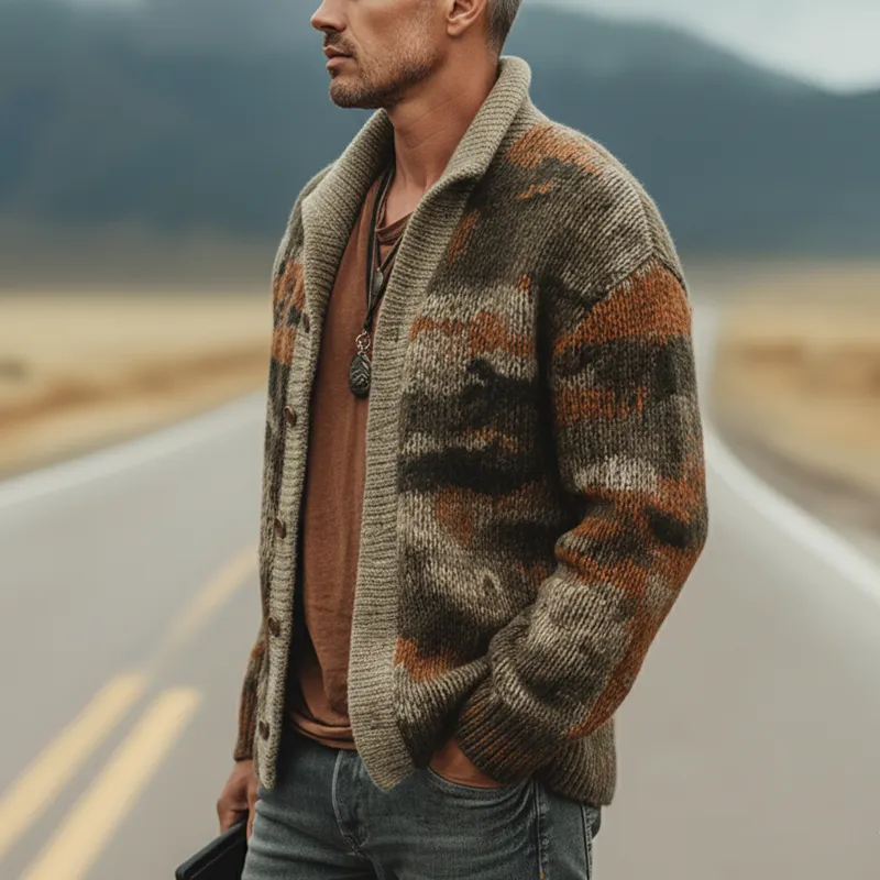 Men's Urban Warm Camouflage Button-Down Knit Cardigan MTA1874K6U sold by Manly product image thumbnail 3