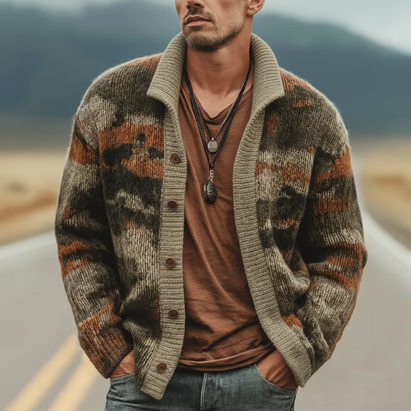Men's Urban Warm Camouflage Button-Down Knit Cardigan MTA1874K6U sold by Manly product image thumbnail 5