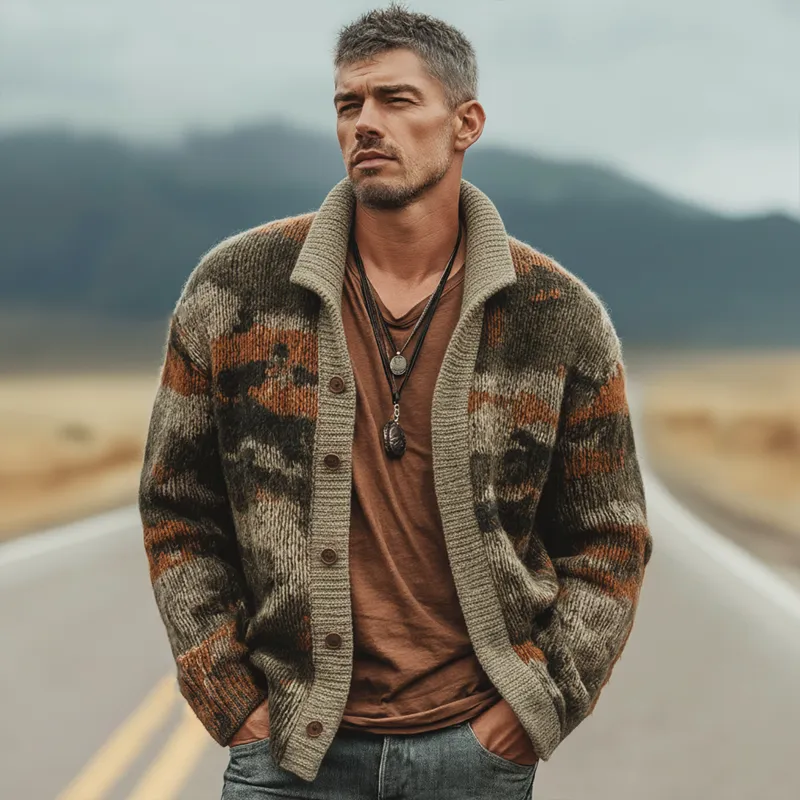 Men's Urban Warm Camouflage Button-Down Knit Cardigan MTA1874K6U sold by Manly product image thumbnail 2