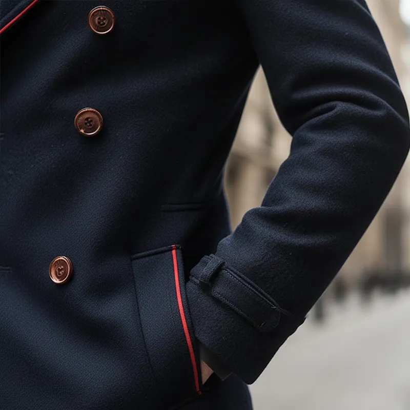 Men's Winter Fashion Color-Blocked Double-Breasted Faux Wool Jacket MTA1725K9P sold by Manly product image thumbnail 5