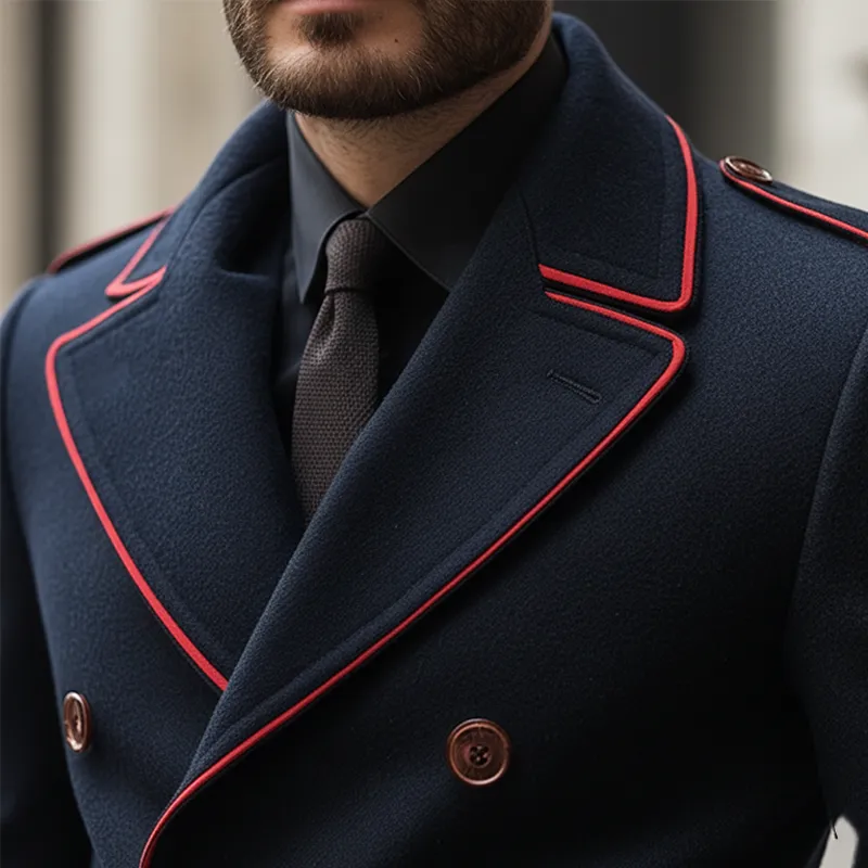 Men's Winter Fashion Color-Blocked Double-Breasted Faux Wool Jacket MTA1725K9P sold by Manly product image thumbnail 4