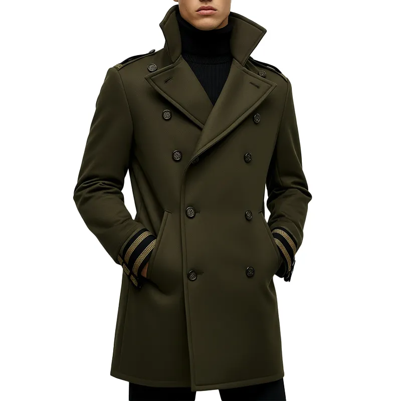 Men's Winter Fashion Double-Breasted Faux Wool Mid-Length Coat MTA1792K4P sold by Manly