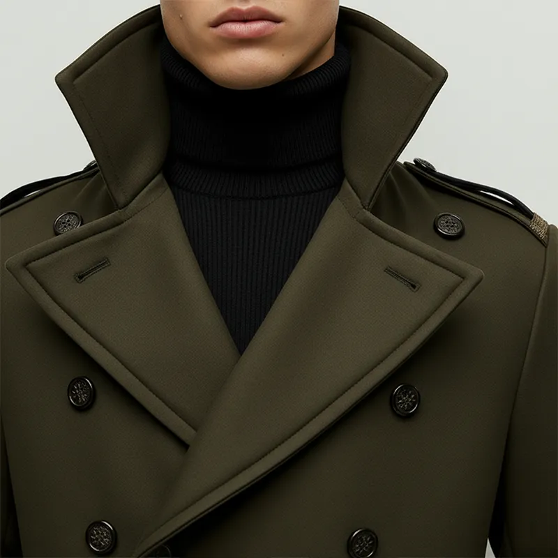 Men's Winter Fashion Double-Breasted Faux Wool Mid-Length Coat MTA1792K4P sold by Manly product image thumbnail 3