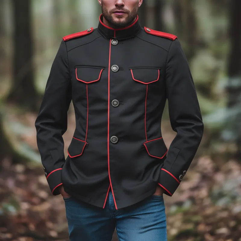 Men's Fashion Color-Blocked Cotton Blend Stand Collar Jacket MTA1754K2P sold by Manly product image thumbnail 2