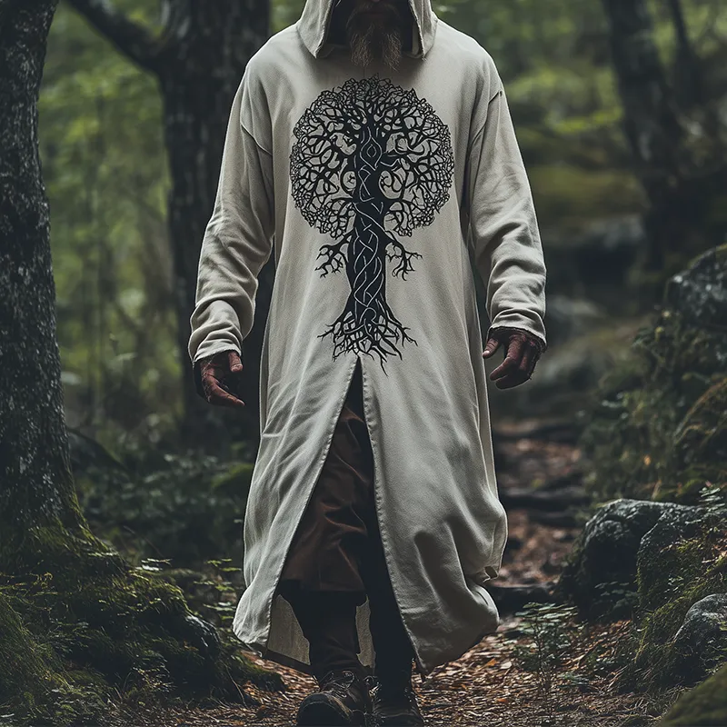 Men's Fashion Tree Of Life Print Cotton Blend Hooded Robe MTA1727K3P sold by Manly product image thumbnail 2