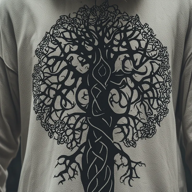 Men's Fashion Tree Of Life Print Cotton Blend Hooded Robe MTA1727K3P sold by Manly product image thumbnail 4