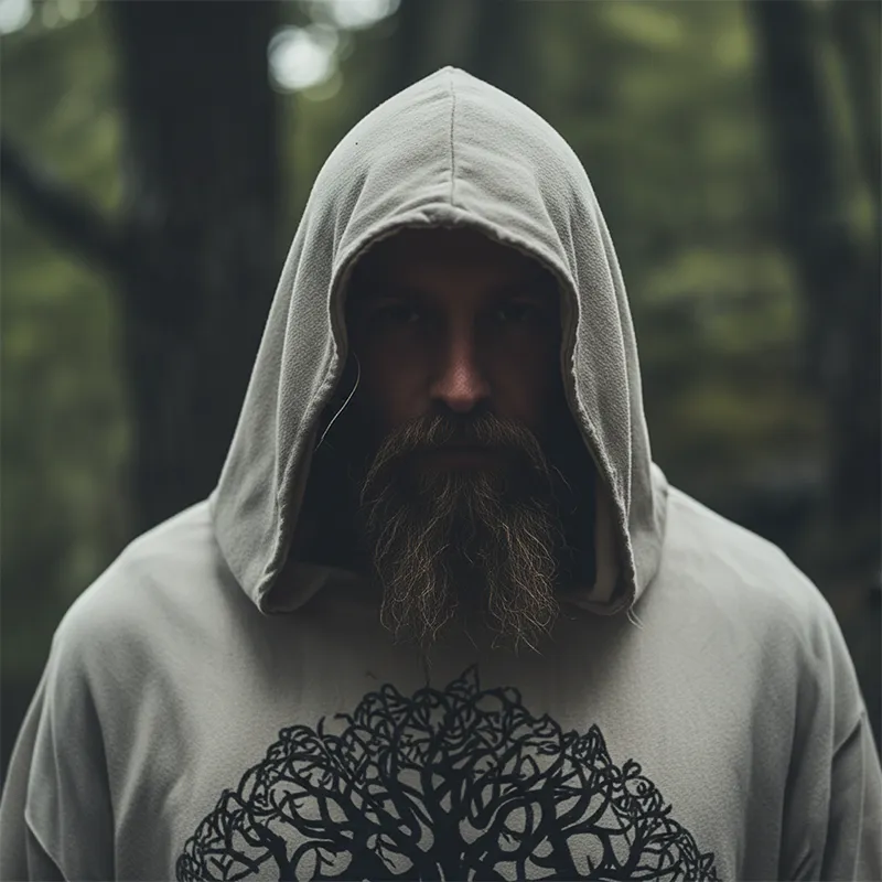 Men's Fashion Tree Of Life Print Cotton Blend Hooded Robe MTA1727K3P sold by Manly product image thumbnail 3