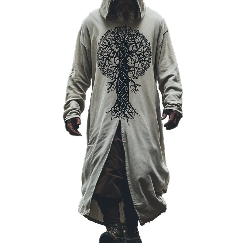 Men's Fashion Tree Of Life Print Cotton Blend Hooded Robe MTA1727K3P sold by Manly