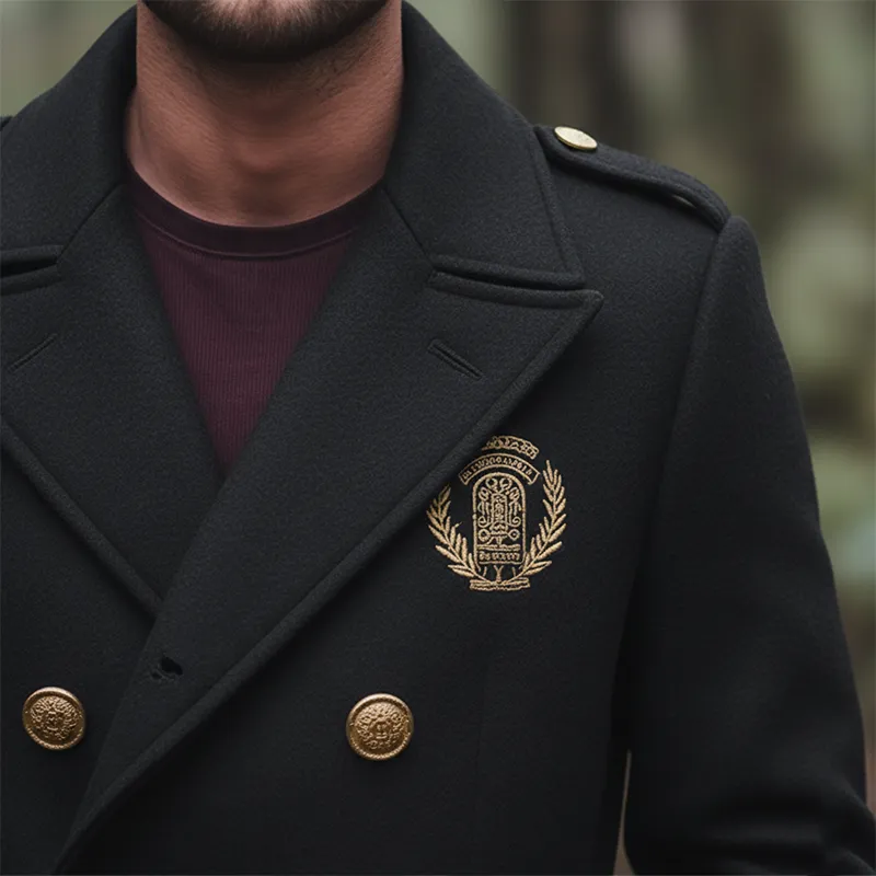 Men's Winter Retro Embroidered Double-breasted Coat MTA1723K4P sold by Manly product image thumbnail 3