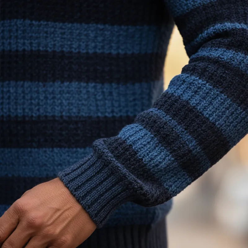 Men's Winter Retro Striped Cotton Yarn Knit Crew Neck Sweater MTA1118K7P sold by Manly product image thumbnail 4