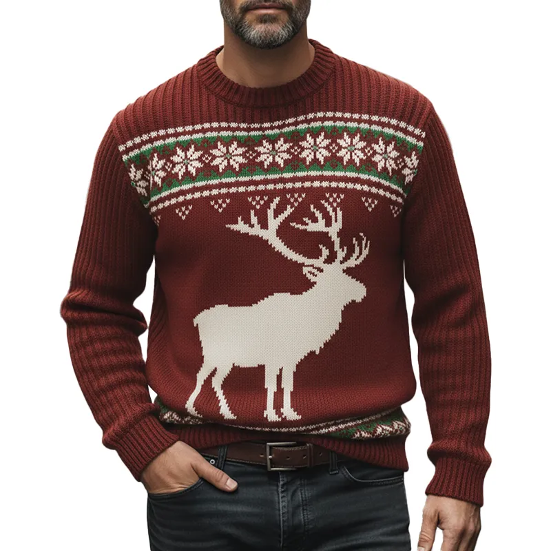 Men's Winter Retro Cotton Yarn Knit Crew Neck Sweater MTA1772K1P sold by Manly