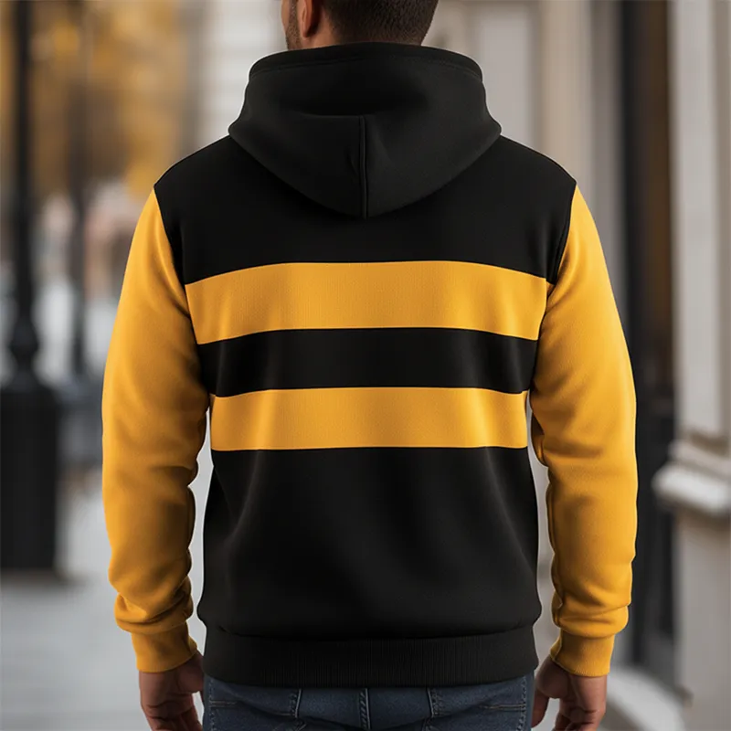 Men's Retro Color Block Striped Zip-Up Hooded Sweatshirt MTA0307K5P sold by Manly product image thumbnail 3